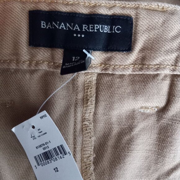 Banana Republic Size 12 Shorts Womens Surplus Tie Ice Latte Brown Cotton NEW - Picture 5 of 8